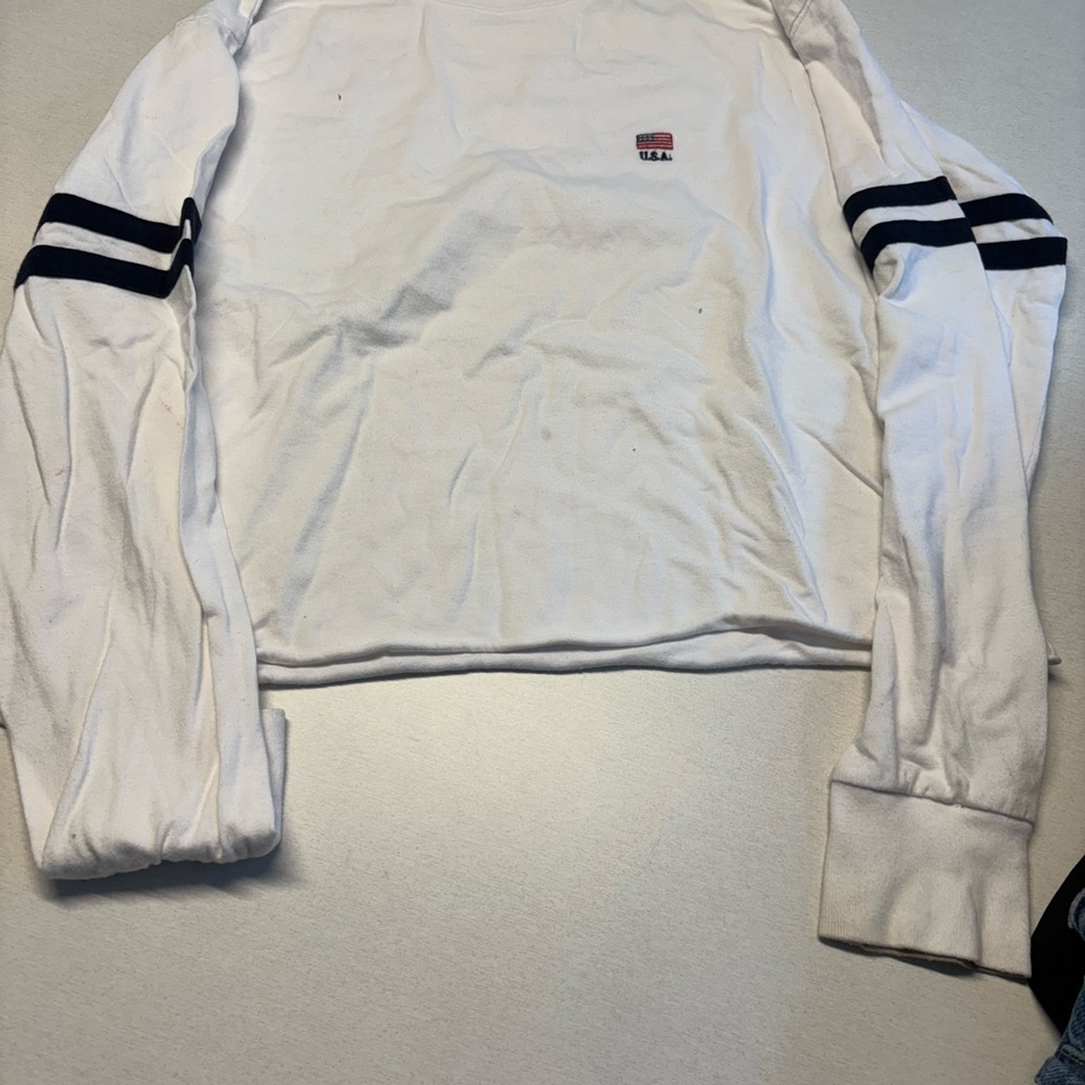 White Long Sleeve Shirt with Black Stripes